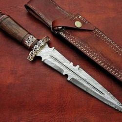 ARKANSAS TOOTHPICK CUSTOM HANDMADE DAMASCUS STEEL DAGGER KNIFE WITH SHEATH