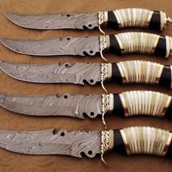 handmade damascus steel bowie knives knives set 0f 5.handmade custom knife