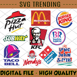 logo fashion brand bunlde: mcdonald's svg, kentucky fried chicken svg, kfc svg, taco bell svg, pizza hut svg, burger kin