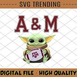 Baby Yoda with Texas A&M Aggies Football PNG,Baby Yoda png, NCAA png, Digital Download