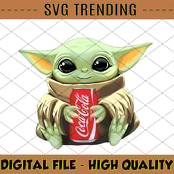 baby yoda with coca cola png,baby yoda png, sublimation ready, png files for sublimation