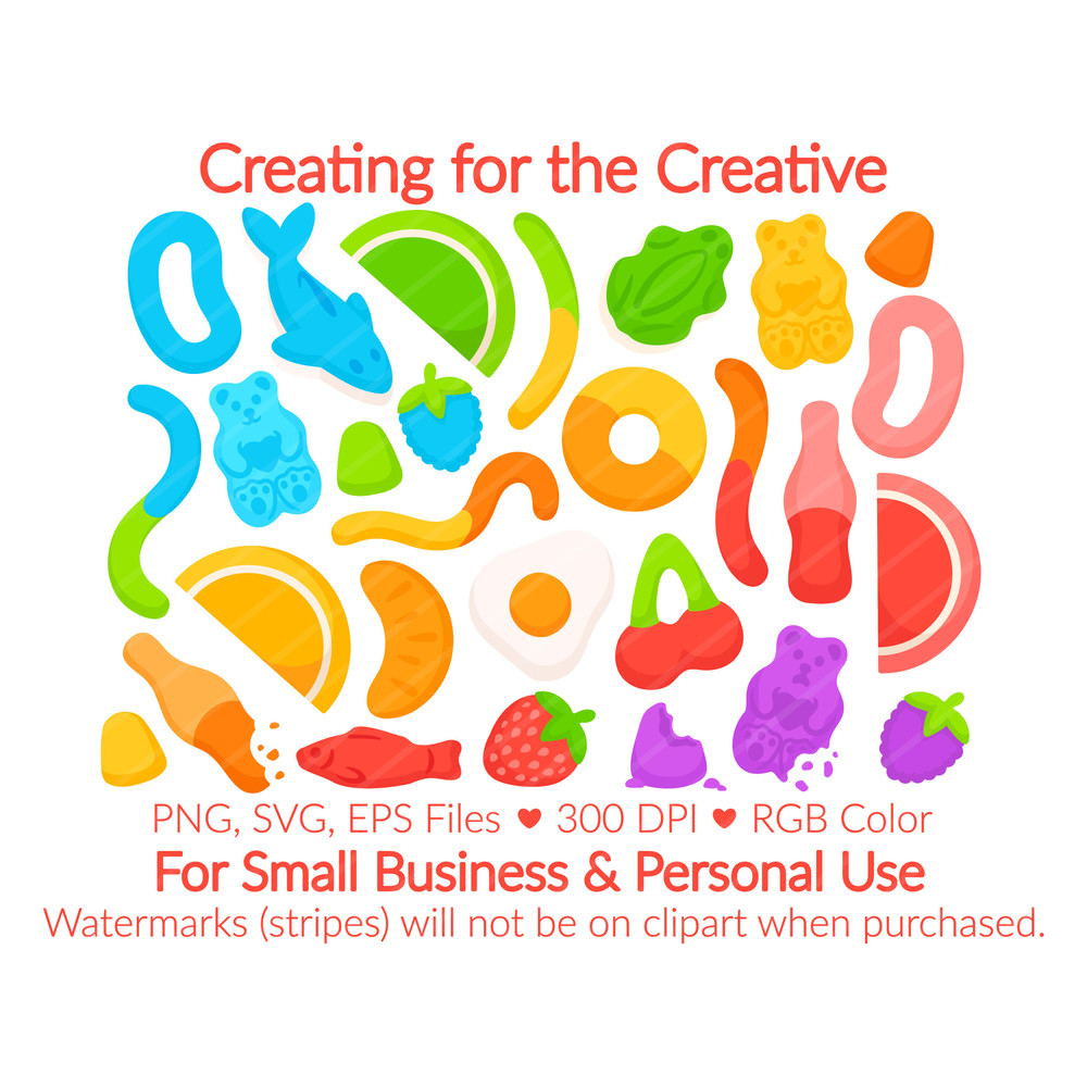 Gummy Candy Clipart SVG PNG EPS Images Gummies Peach Gummy Worm Gummy Bears Fruit Candies Shark F 1