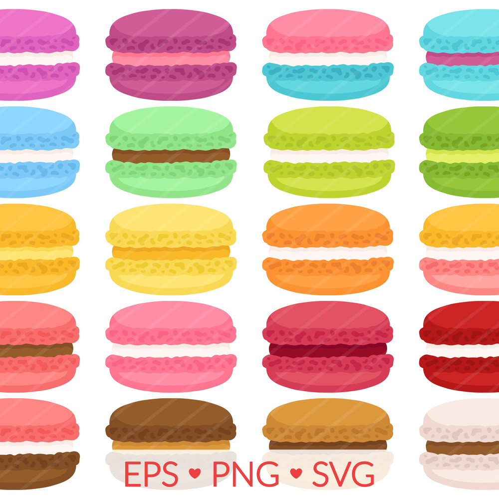 Macaron Clipart SVG PNG EPS Images French Pastry Macaroon Bakery Baking Baker Dessert Treat Candy 0