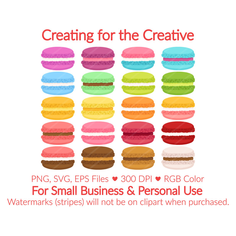 Macaron Clipart SVG PNG EPS Images French Pastry Macaroon Bakery Baking Baker Dessert Treat Candy 1