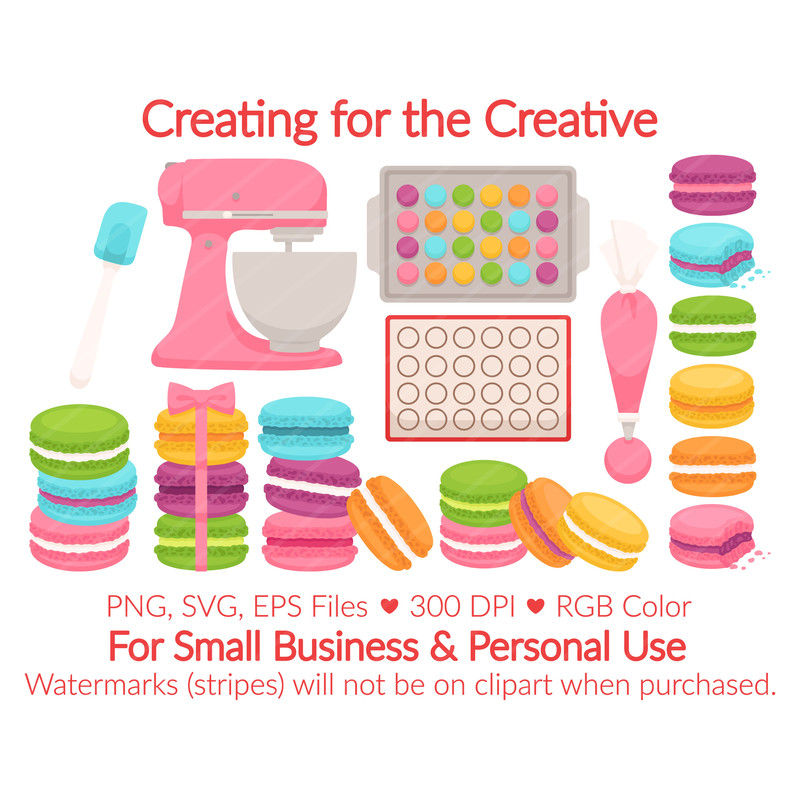 Macaron Baking Clipart SVG PNG EPS Images French Pastry Macaroon Bakery Baker Dessert Treat Candy
