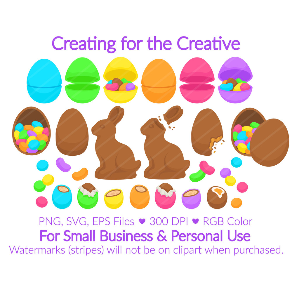 Easter Candy Clipart SVG PNG EPS Images Chocolate Easter Bunny Easter Eggs Peanut Butter Candy Eg