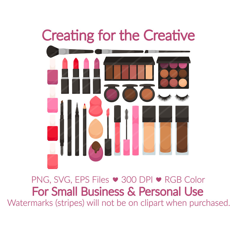 Makeup Clipart SVG PNG EPS Images Lipstick Lip Gloss Nail Polish Eyeshadow Palette Eyeliner Masca 1