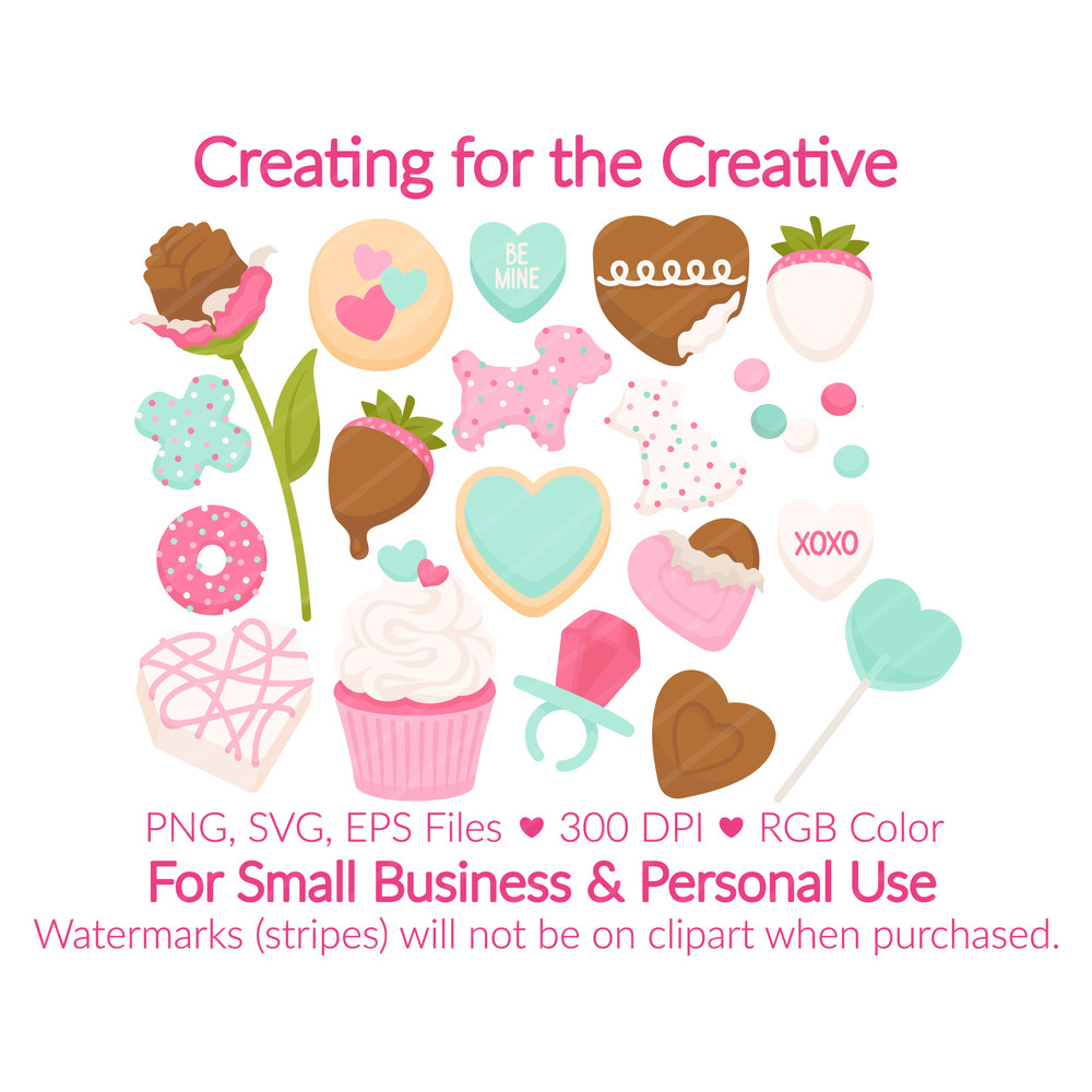 Valentine Treat Clipart SVG PNG EPS Images Valentines Day Chocolate Cupcake Candies Cookies Choco 1