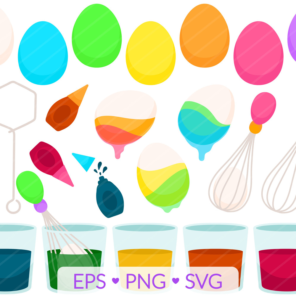 Easter Egg Coloring Clipart SVG PNG EPS Images Spring Easter Basket Kids Craft Easter Egg Color D 0