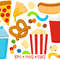 Movie Theater Food Clipart SVG PNG EPS Images Movie Popcorn Clip Art Pizza Nachos Hot Dog Pretzel 0