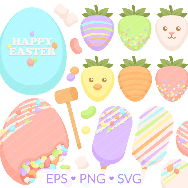 Easter Breakable Egg Candy Clipart SVG PNG EPS Images Easter Egg Chick Bunny Caramel Apple Chocol 0