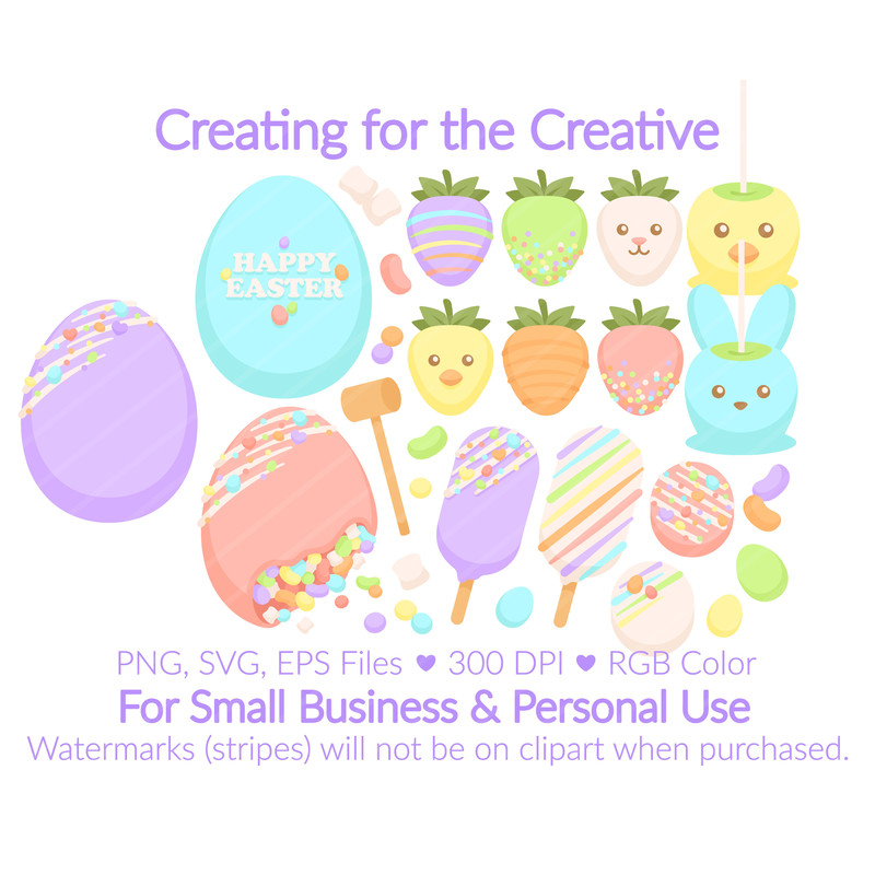 Easter Breakable Egg Candy Clipart SVG PNG EPS Images Easter Egg Chick Bunny Caramel Apple Chocol 1