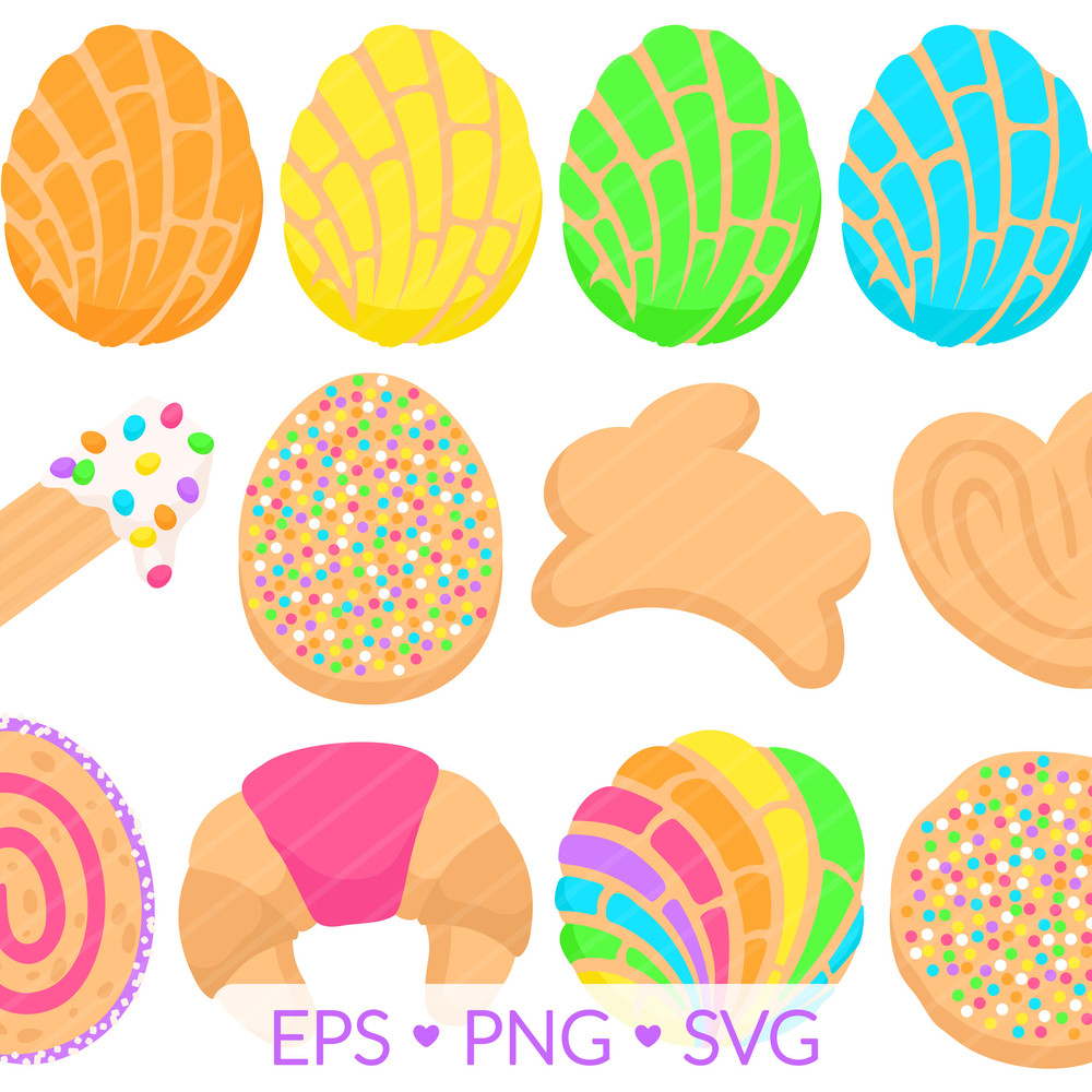 Easter Pan Dulce Clipart SVG PNG EPS Images Easter Eggs Concha Galleta Mexican Bakery Churro Puer 0