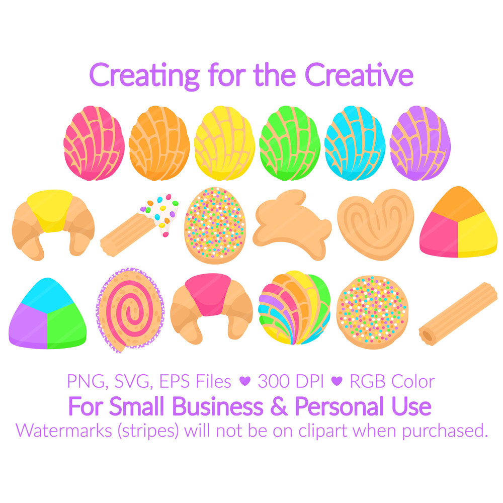 Easter Pan Dulce Clipart SVG PNG EPS Images Easter Eggs Concha Galleta Mexican Bakery Churro Puer 1