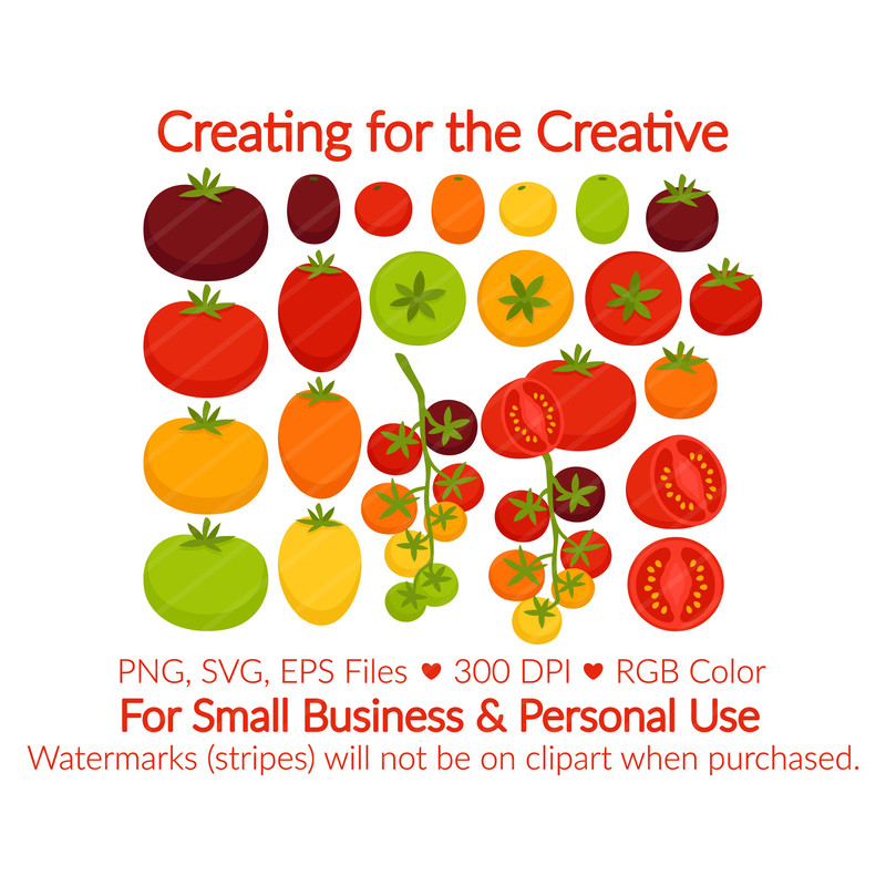 Tomato Clipart SVG PNG EPS Images Vegetable Fruit Garden Gardening Summer Harvest Grow Growing Pl 1