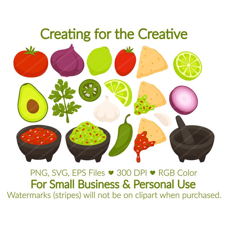 Salsa Guacamole Clipart SVG PNG EPS Images Mexican Cooking Recipe Chips Dip Mexican Food Tomato 1