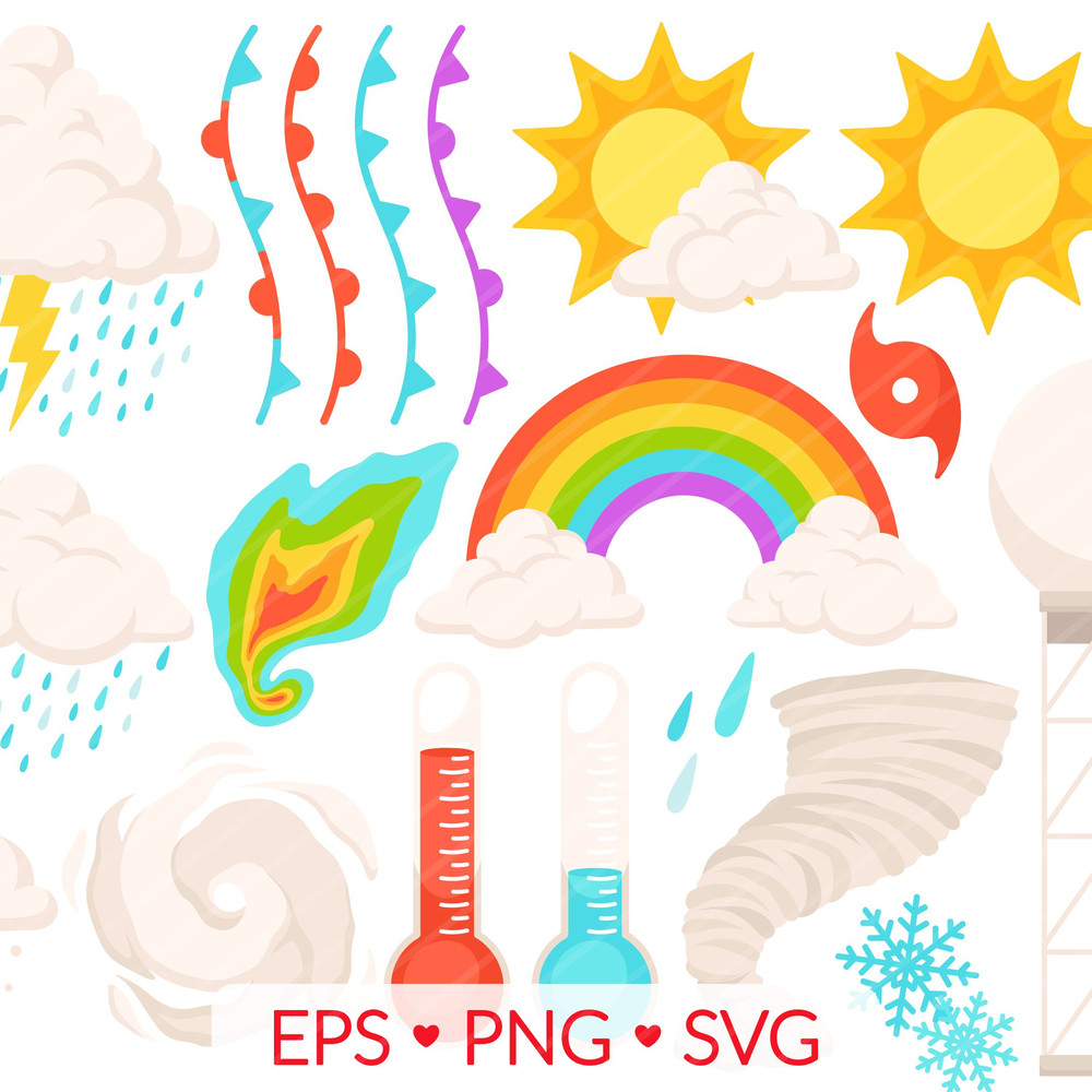 Weather Clipart SVG PNG EPS Images Meteorology Science Class Illustration Tornado Hurricane Front 0