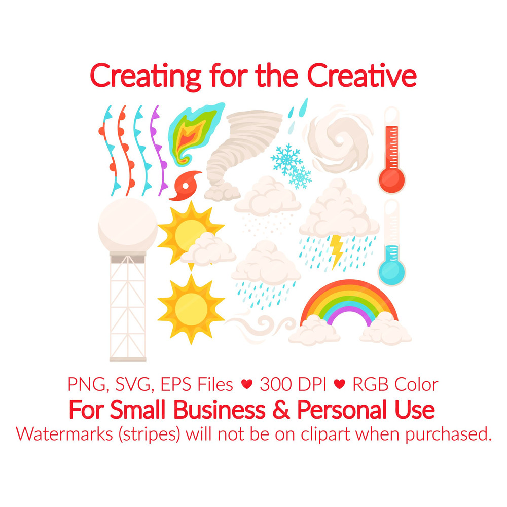 Weather Clipart SVG PNG EPS Images Meteorology Science Class Illustration Tornado Hurricane Front 1