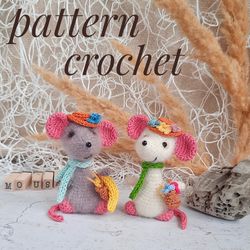 Crochet pattern. Soft toy. Amigurumi. Tilda mouse. Stuffed animal. PDF English