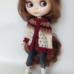 Knitted cardigan for Blythe doll