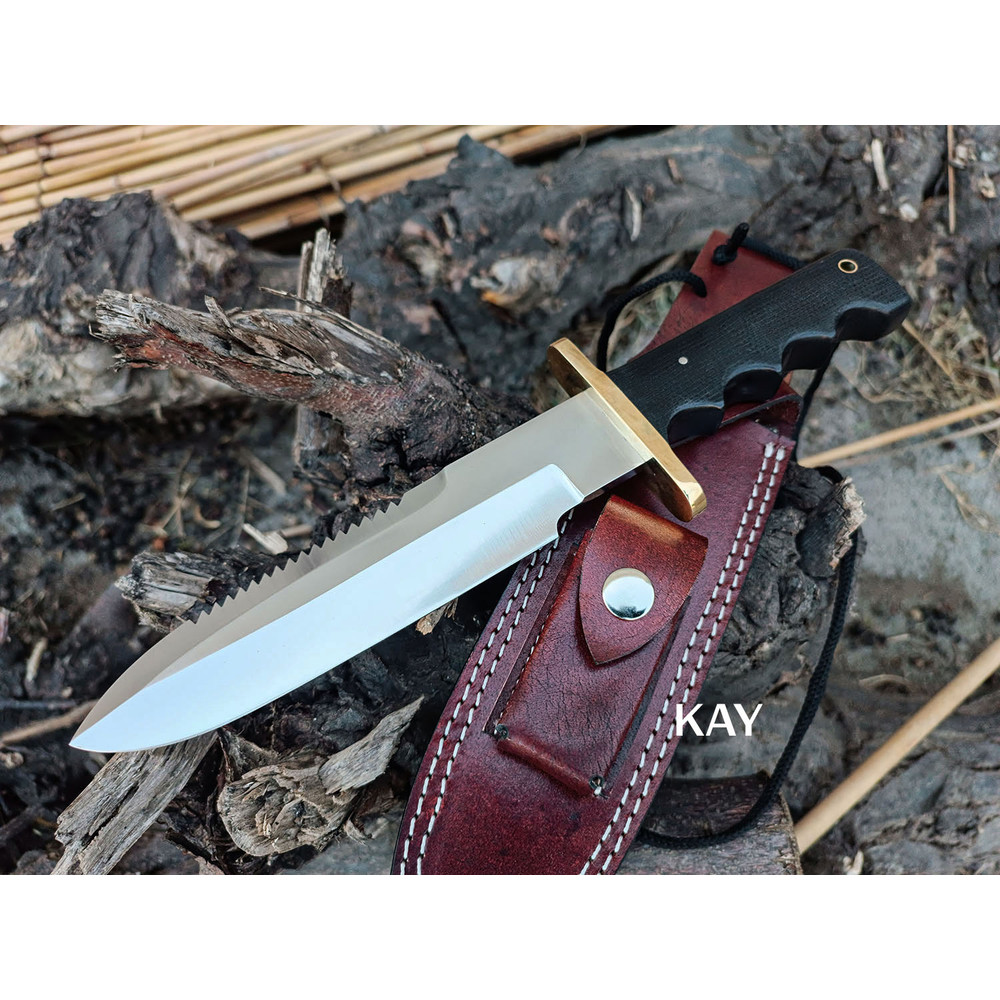 Custom Handmade D2 Tool Steel Randall Diver Style Outdoor Tactical Camping Hunting Bowie Saw Teeth Knife 0