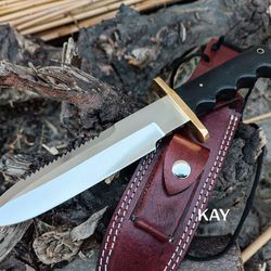 custom handmade d2 tool steel randall diver style outdoor tactical camping & hunting bowie saw teeth knife