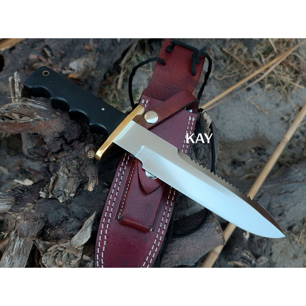 Custom Handmade D2 Tool Steel Randall Diver Style Outdoor Tactical Camping Hunting Bowie Saw Teeth Knife 1