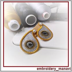 Machine embroidery design FSL earrings fancy shape