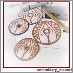 In The Hoop embroidery designs candle holders for drop protection 2 types in 2 sizes from Embroidery Manavi 05