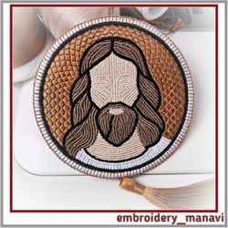 In the hoop Christian embroidery design pendant or bookmark Jesus from Embroidery Manavi 05