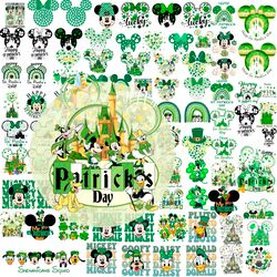 disney st. patrick day png bundle, happy mickey st.patrick's day png, shamrock png, mickey and friends patrick day png