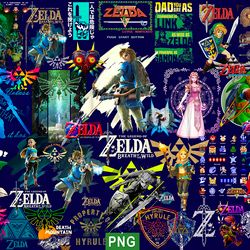 45 designs legend of the zelda png bundle, tears of the kingdom png, breath of the wild png, zelda video game png