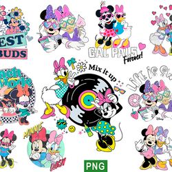 retro minnie mouse and daisy duck png bundle, vintage minnie and daisy png, disneyland png, magic kingdom trip png