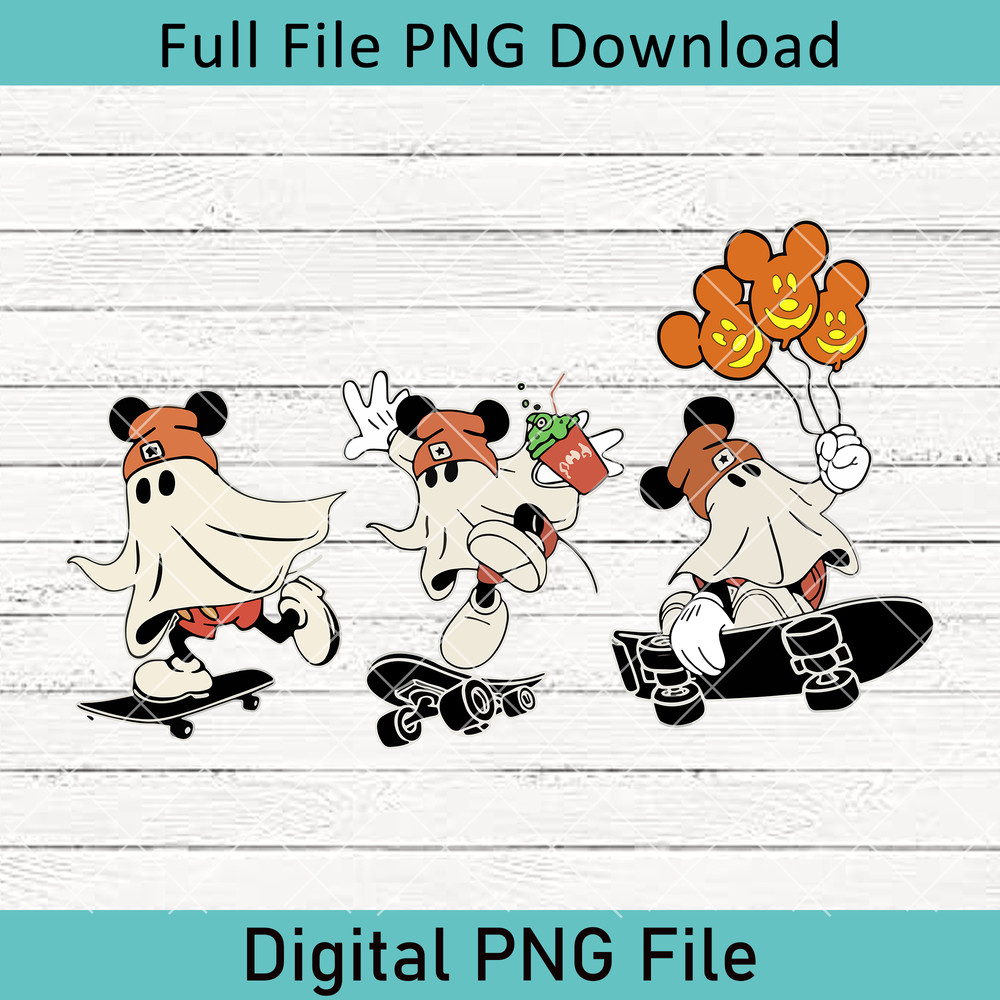 Retro Disney Mickey And Minnie Ghost PNG Mickey Halloween PNG Minnie Halloween PNG Disney Halloween Day PNG 0