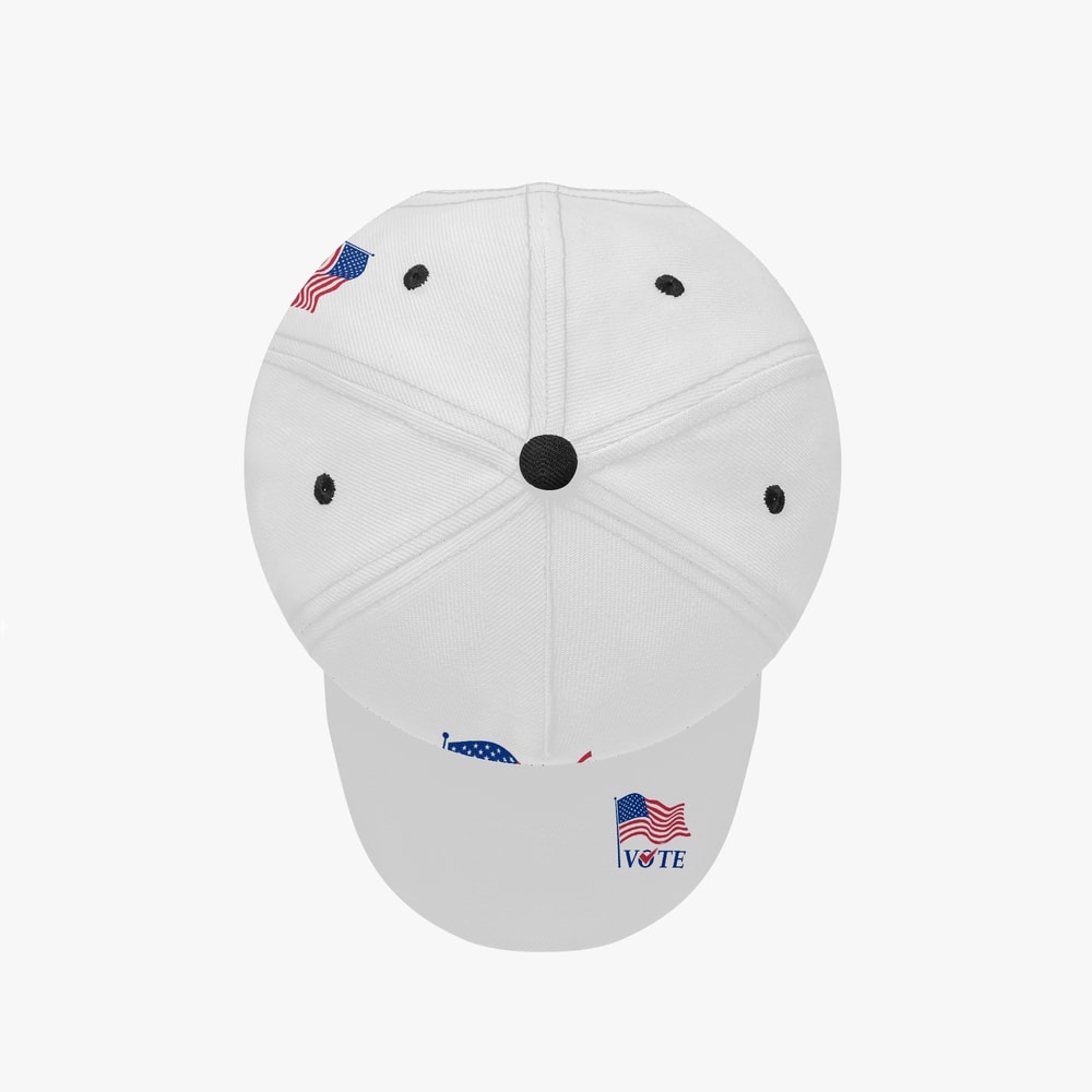 White Cap Voting Day USA Flag Printed Cap 1