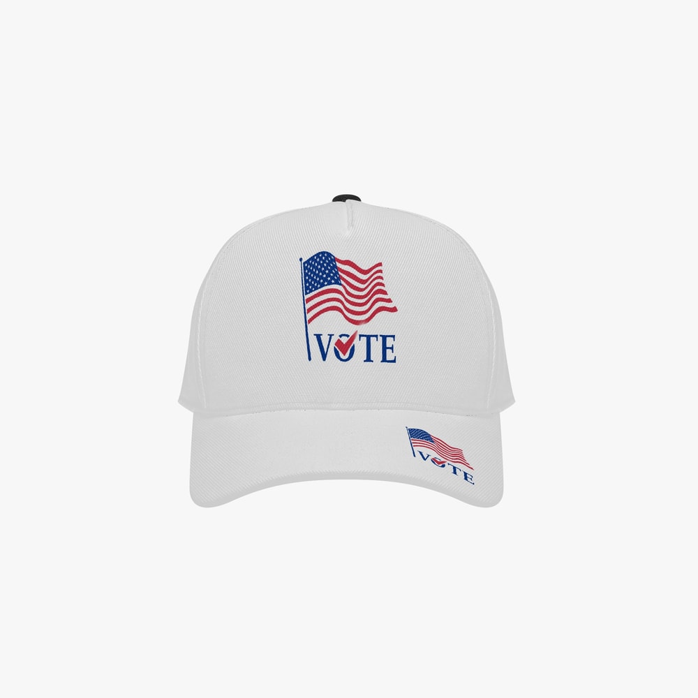 White Cap Voting Day USA Flag Printed Cap 4