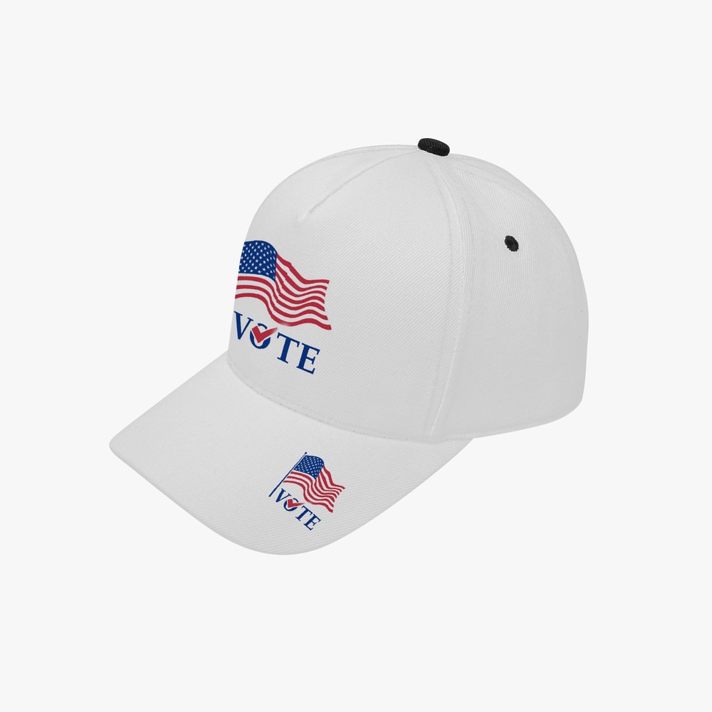 White Cap Voting Day USA Flag Printed Cap 5