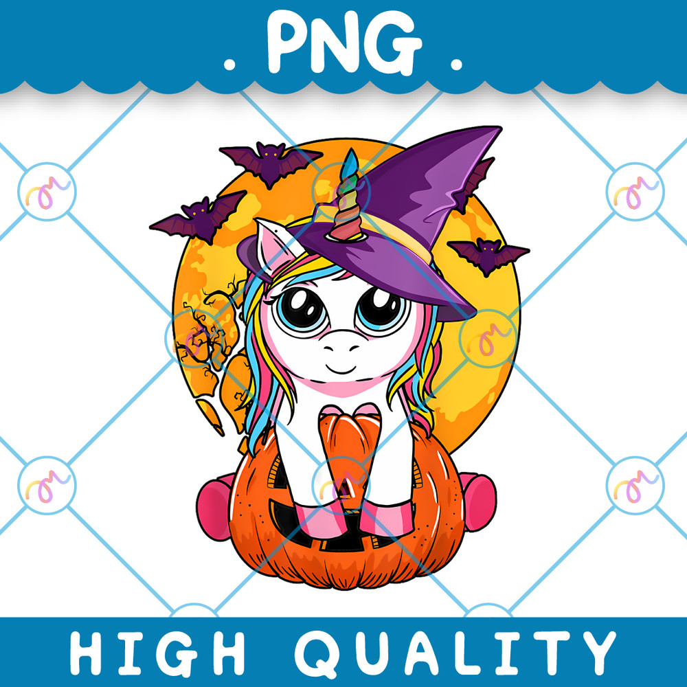 Cute Halloween Unicorn PNG Witchy Unicorn Halloween Pumpkin PNG 0