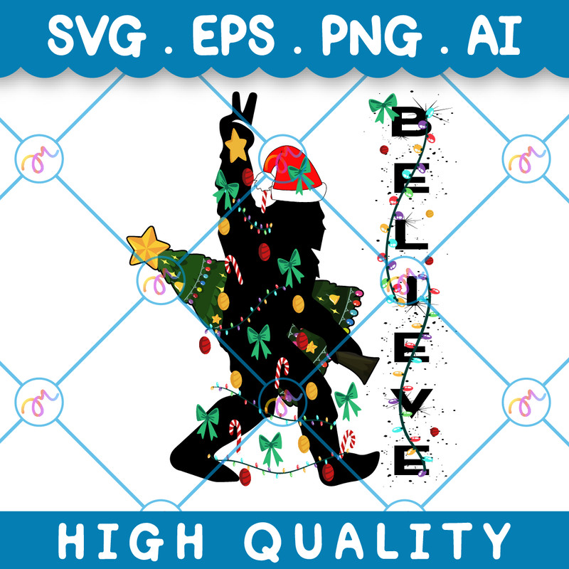 Christmas Christmas Bigfoot Believe Xmas SVG Bigfoot SVG 0