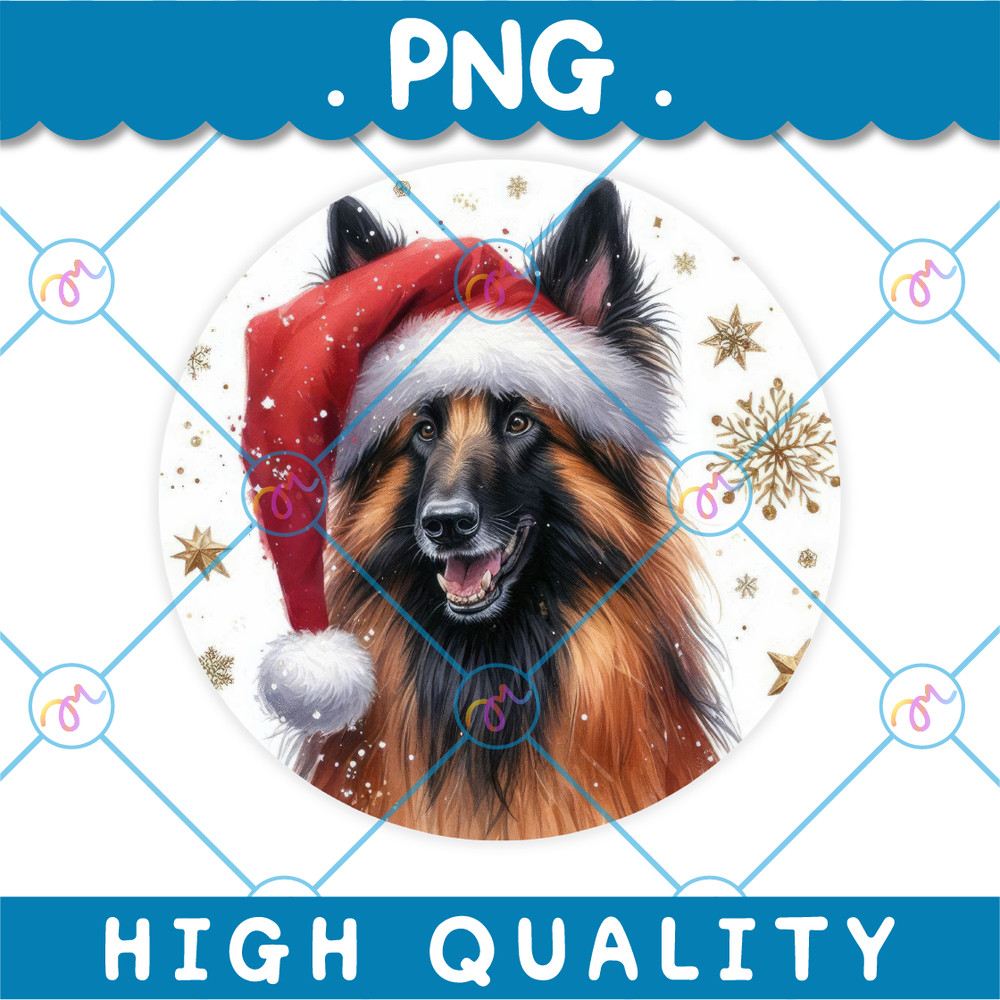 Christmas Belgian Tervuren Dog Ornament PNG 0