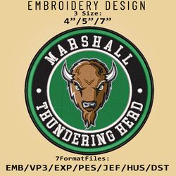 NCAA Logo Marshall Thundering Herd, Embroidery design, Embroidery Files, NCAA Marshall Thundering, Machine Embroidery