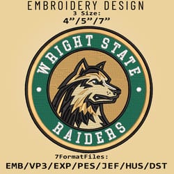 ncaa logo wright state raiders, embroidery design, embroidery files, ncaa wright state raiders, machine embroidery