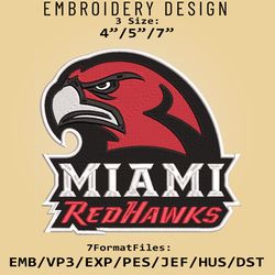 Miami Redhawks NCAA Logo, Embroidery design, NCAA Miami Redhawks, Embroidery Files, Machine Embroider Pattern