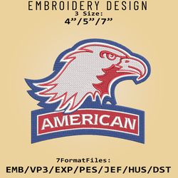 NCAA American University Eagles Logo, Embroidery design, Eagles NCAA, Embroidery Files, Machine Embroider Pattern