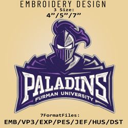 Furman Paladins NCAA Logo, Embroidery design, NCAA Furman Paladins, Embroidery Files, Machine Embroider Pattern
