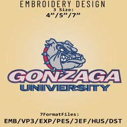 Gonzaga Bulldogs NCAA Logo, Embroidery design, Gonzaga Bulldogs NCAA, Embroidery Files, Machine Embroider Pattern