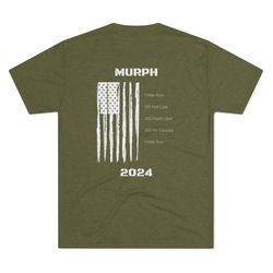 murph shirt 2024 crossfit unisex/mens tri-blend crew tee, memorial day shirt, never give up, wod workout t-shirt