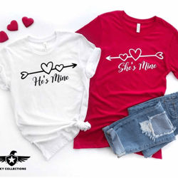 he's mine she's mine shirts, couples gift, couples shirts, love couple shirt, valentines day gift, anniversary gift, fun