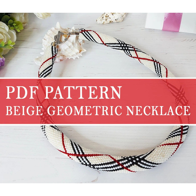 Geometric Beading Necklace PDF Digital Pattern Seed Bead Crochet Rope Necklace Pattern For Adult Je 0