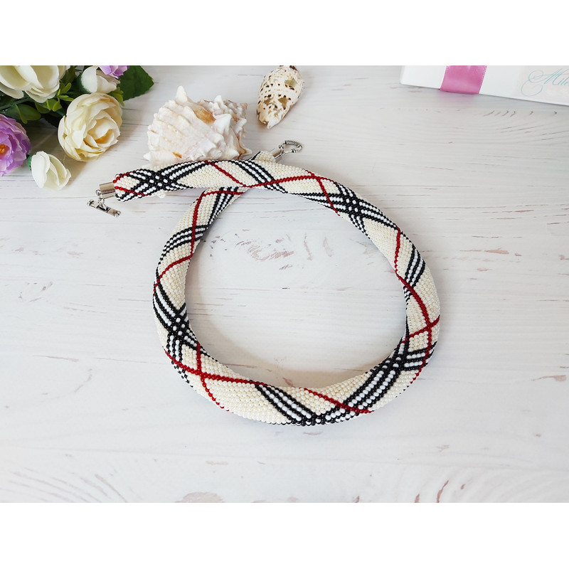 Geometric Beading Necklace PDF Digital Pattern Seed Bead Crochet Rope Necklace Pattern For Adult Je 3